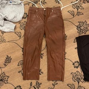 Brown leather pants